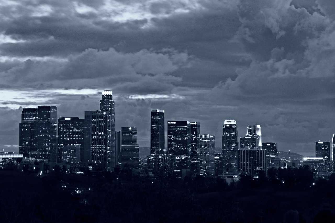 black and white city los angeles free photo