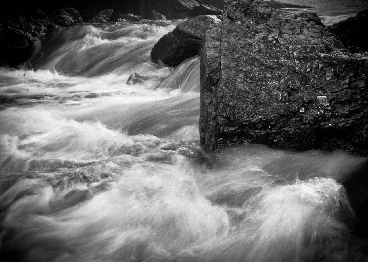 water cascade black and white free photo