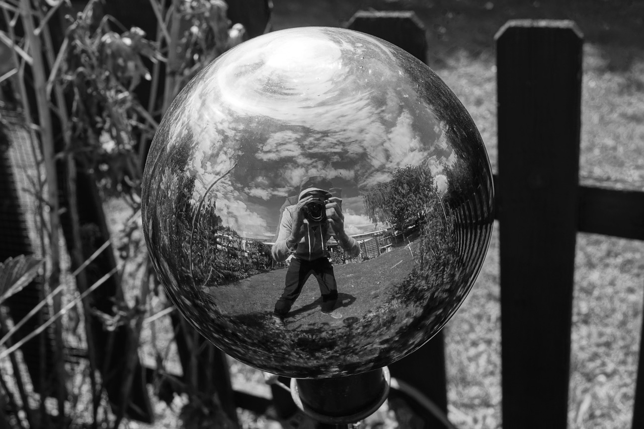 black and white ball mirroring free photo