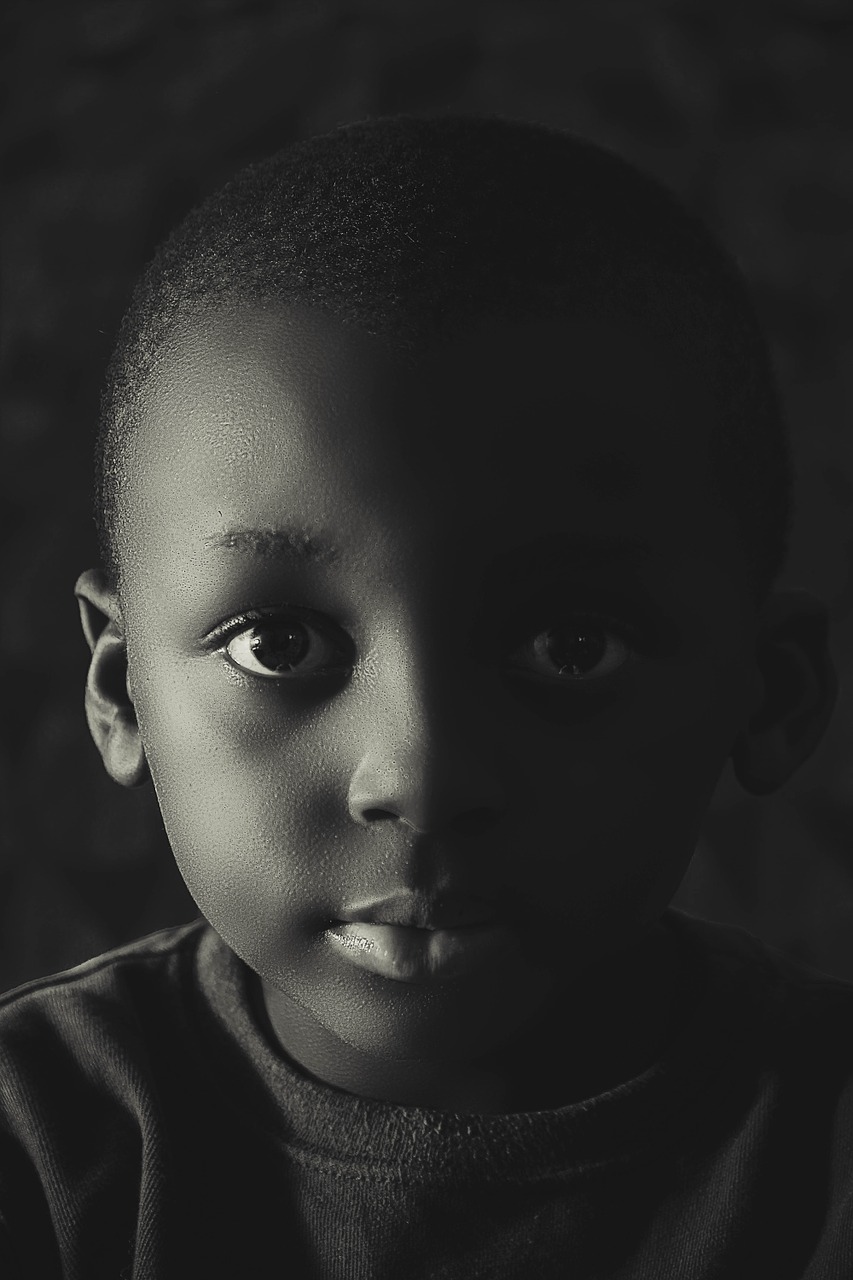 black and white photography of children