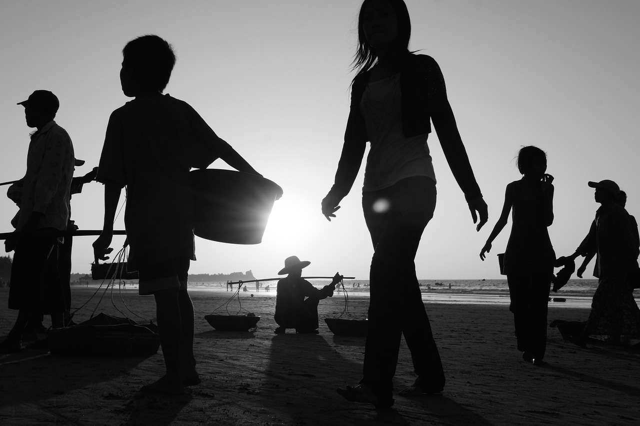 black and white beach sea free photo