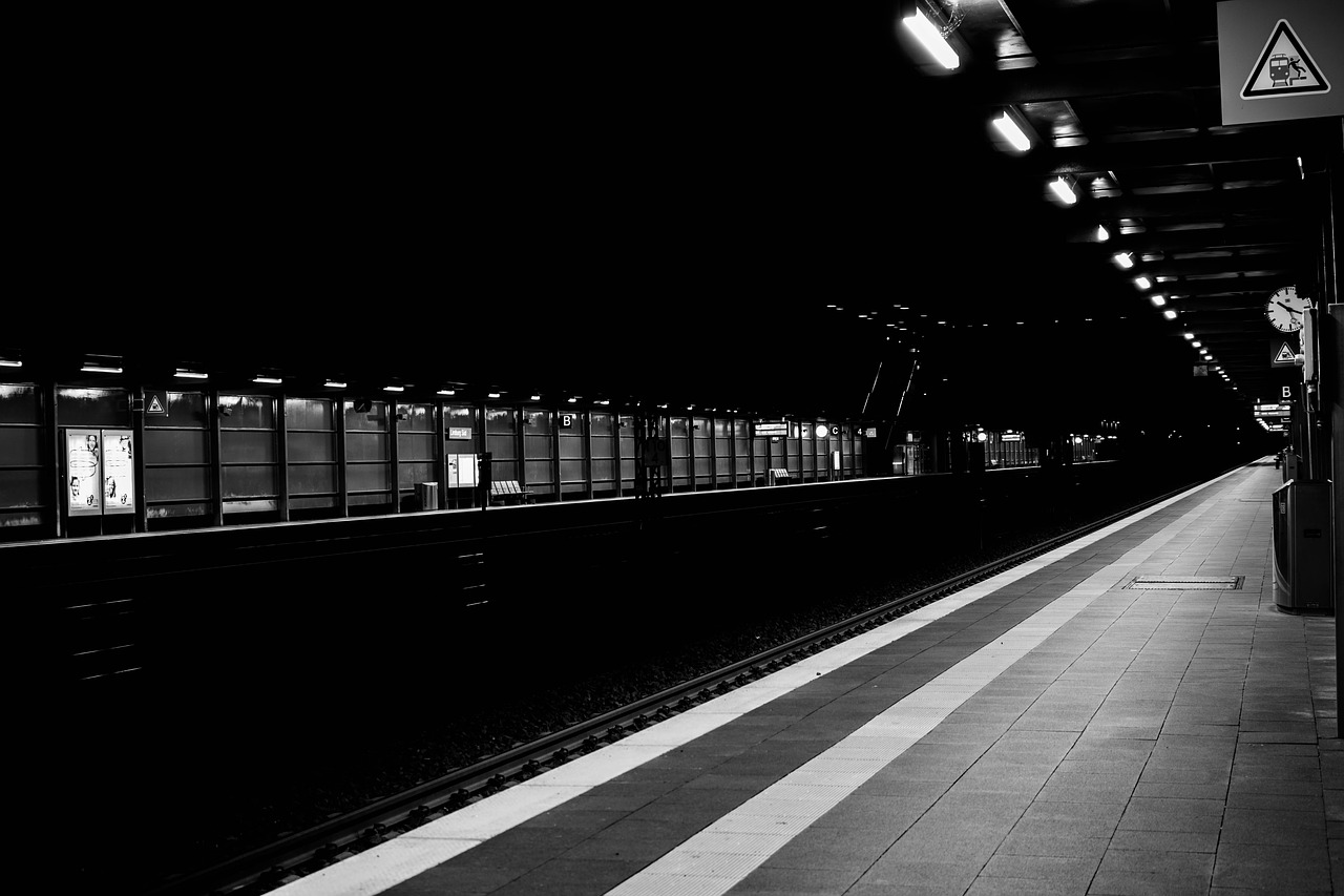 black and white railway station sw free photo
