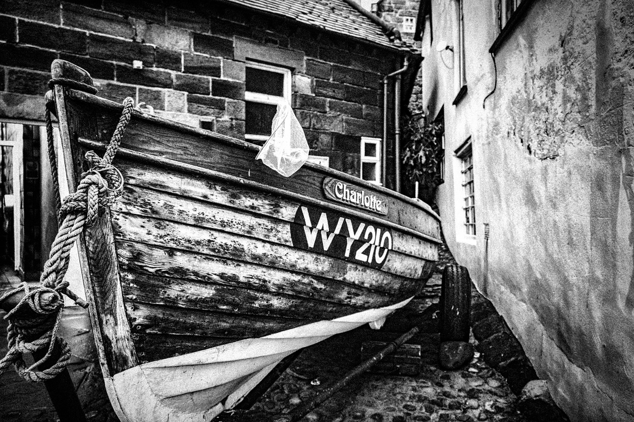 black and white boat fishing free photo