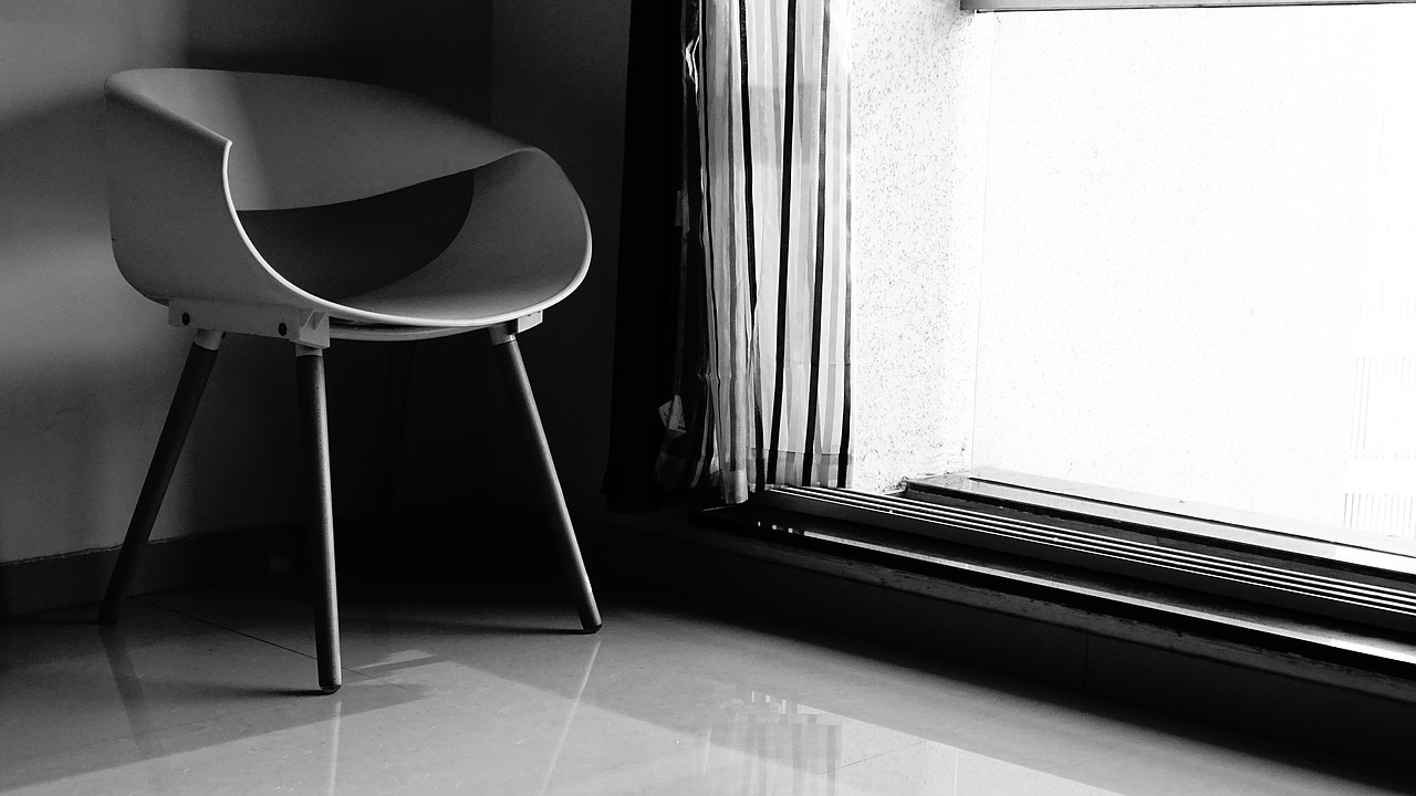 black and white chair window free photo