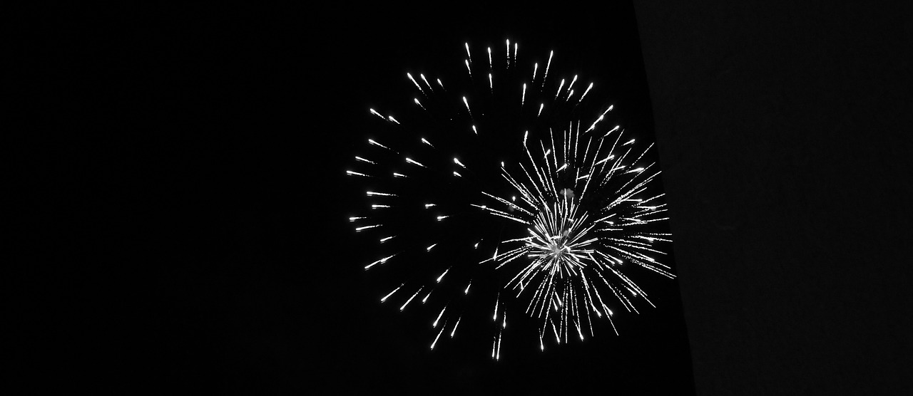 black and white image fireworks free photo