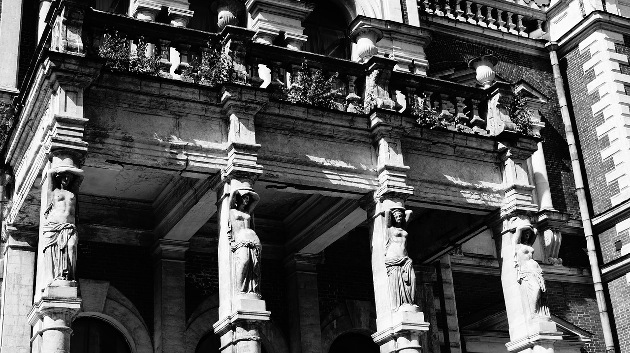 black and white columns sculpture free photo
