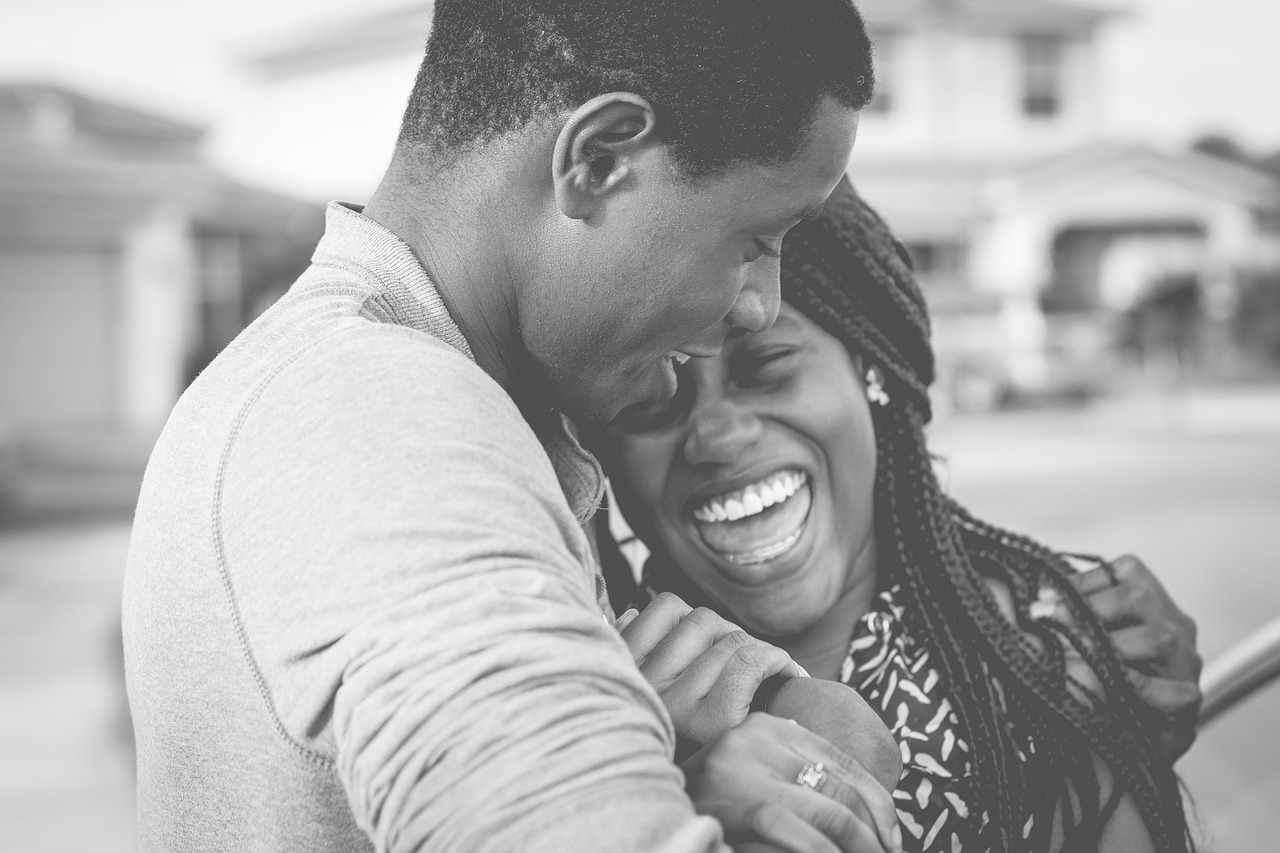 black and white people couple free photo