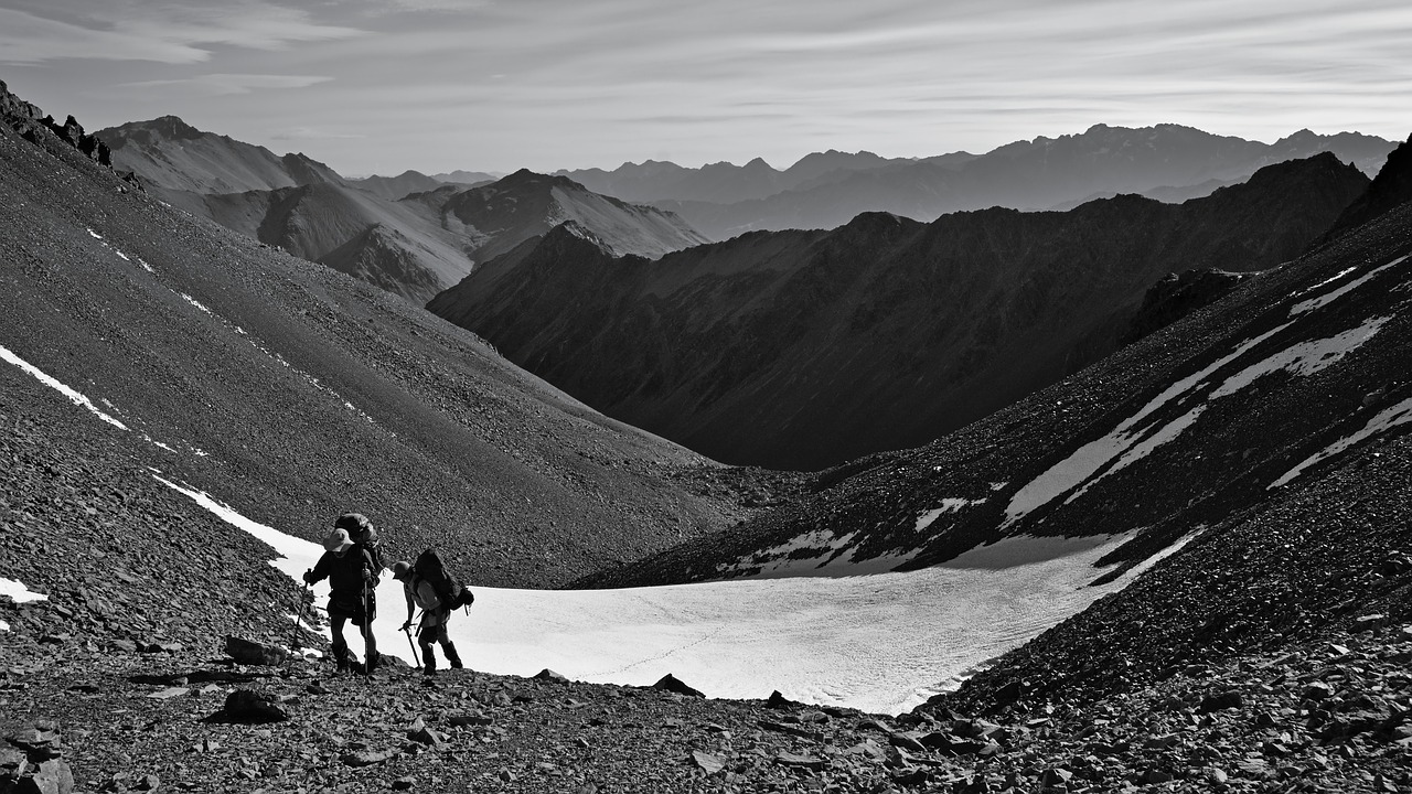 black and white mountain landscape free photo