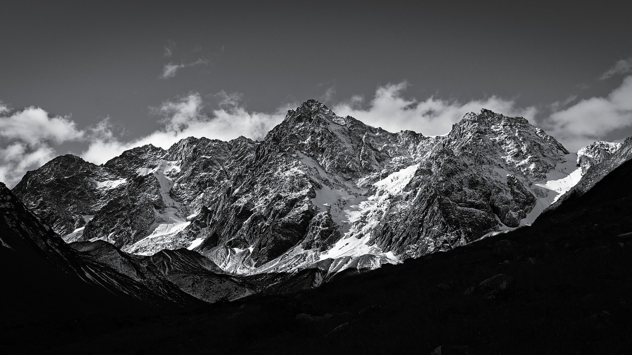 black and white mountain landscape free photo
