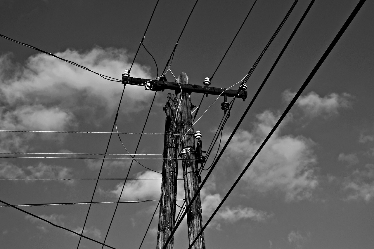 black and white pylon cable free photo