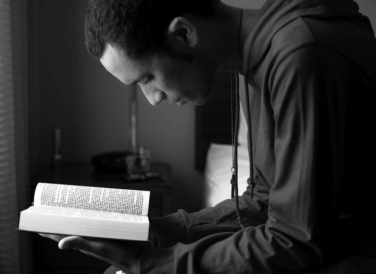 black and white  reading  guy free photo