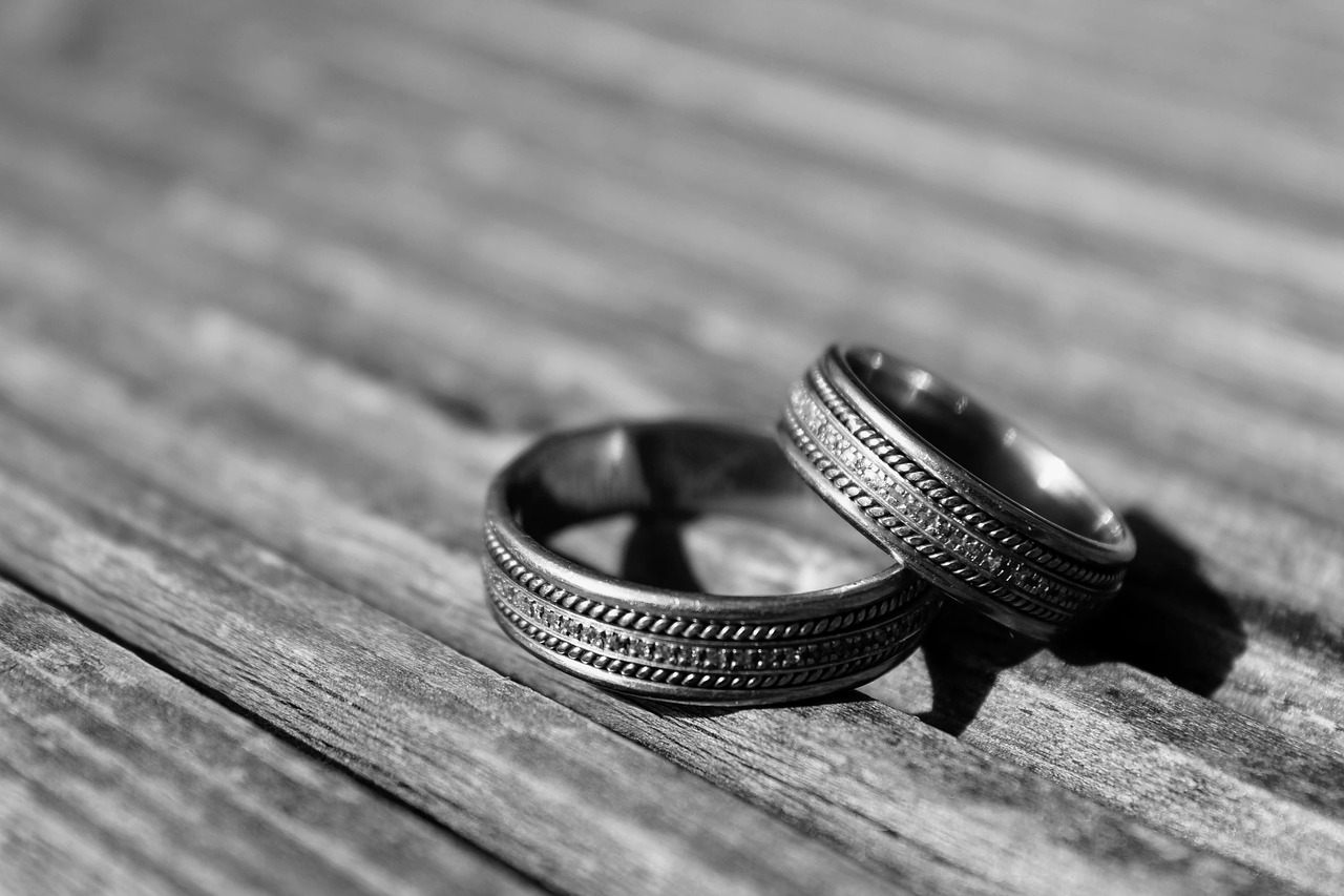 black and white  wedding rings  marriage free photo