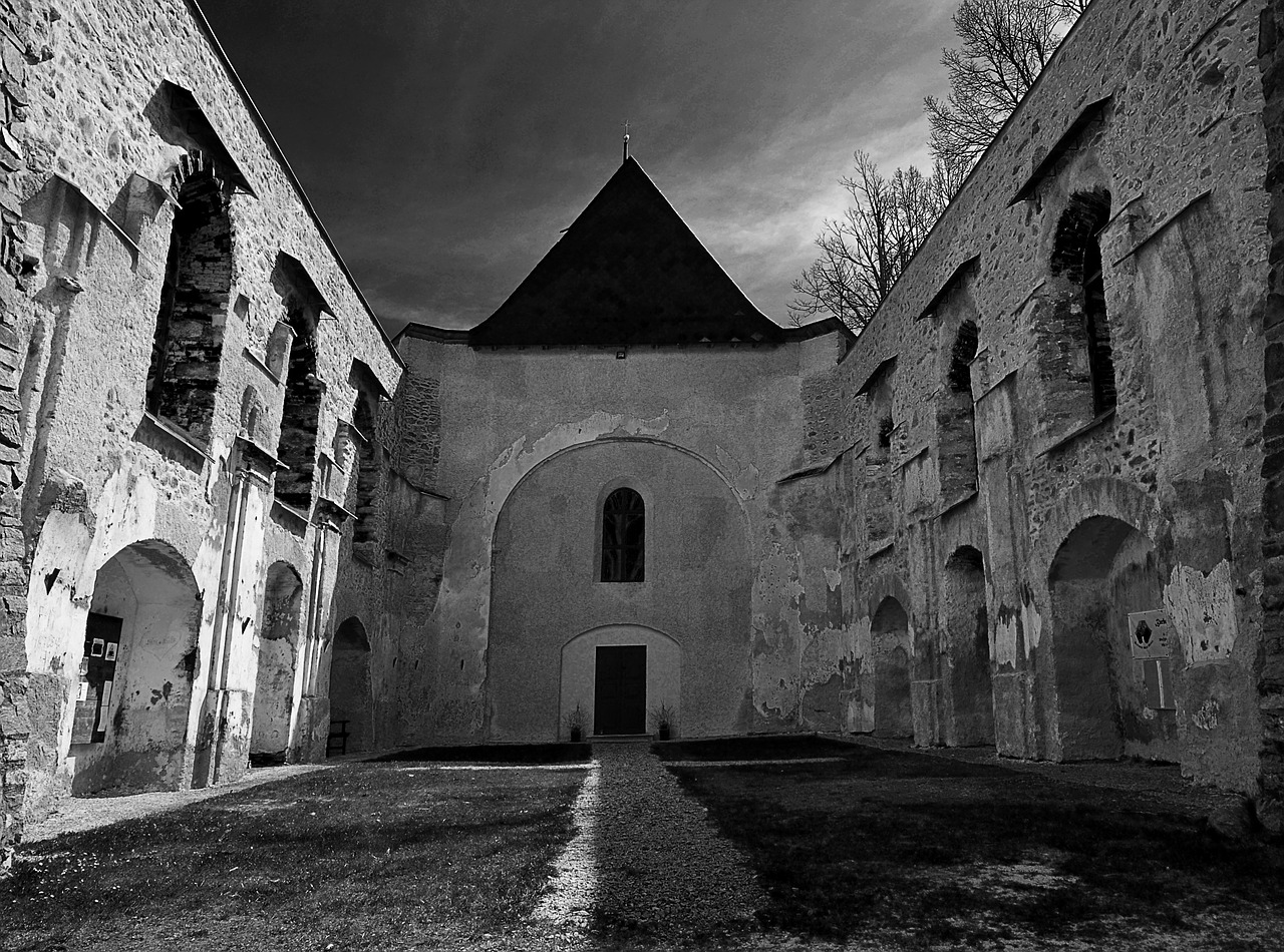 black and white church old free photo