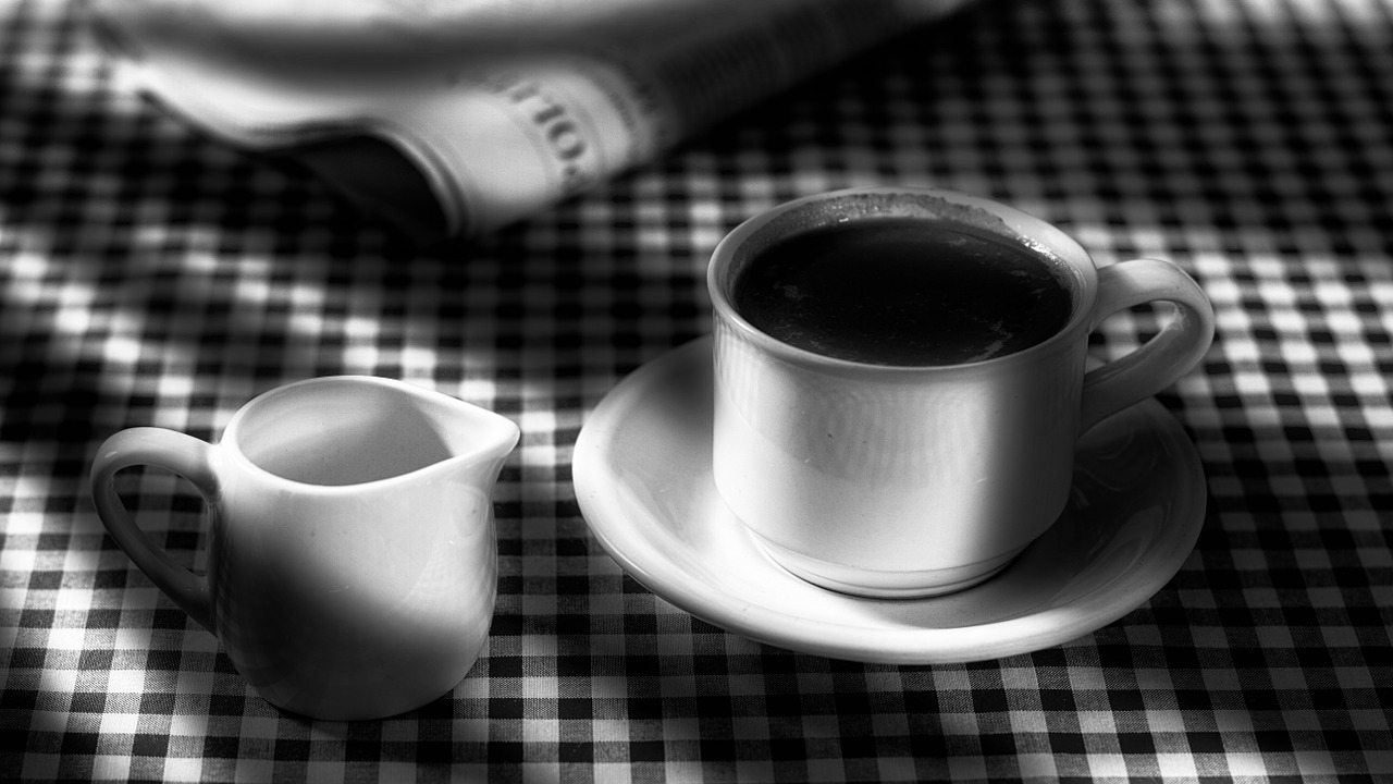 black and white coffee morning news free photo