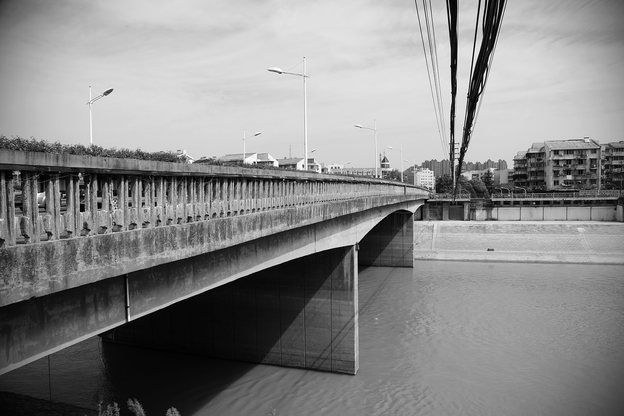 black and white bridge chinese architecture free photo