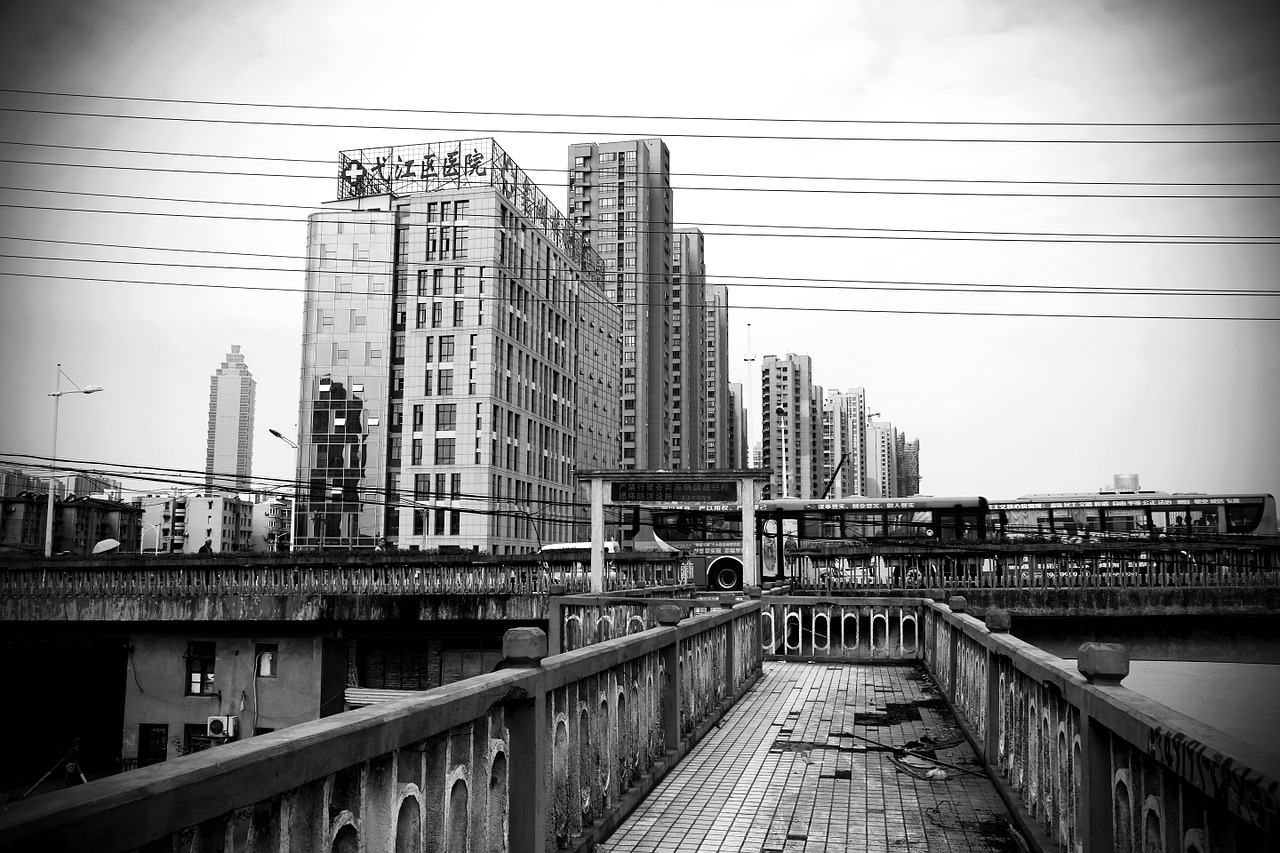 black and white building site free photo