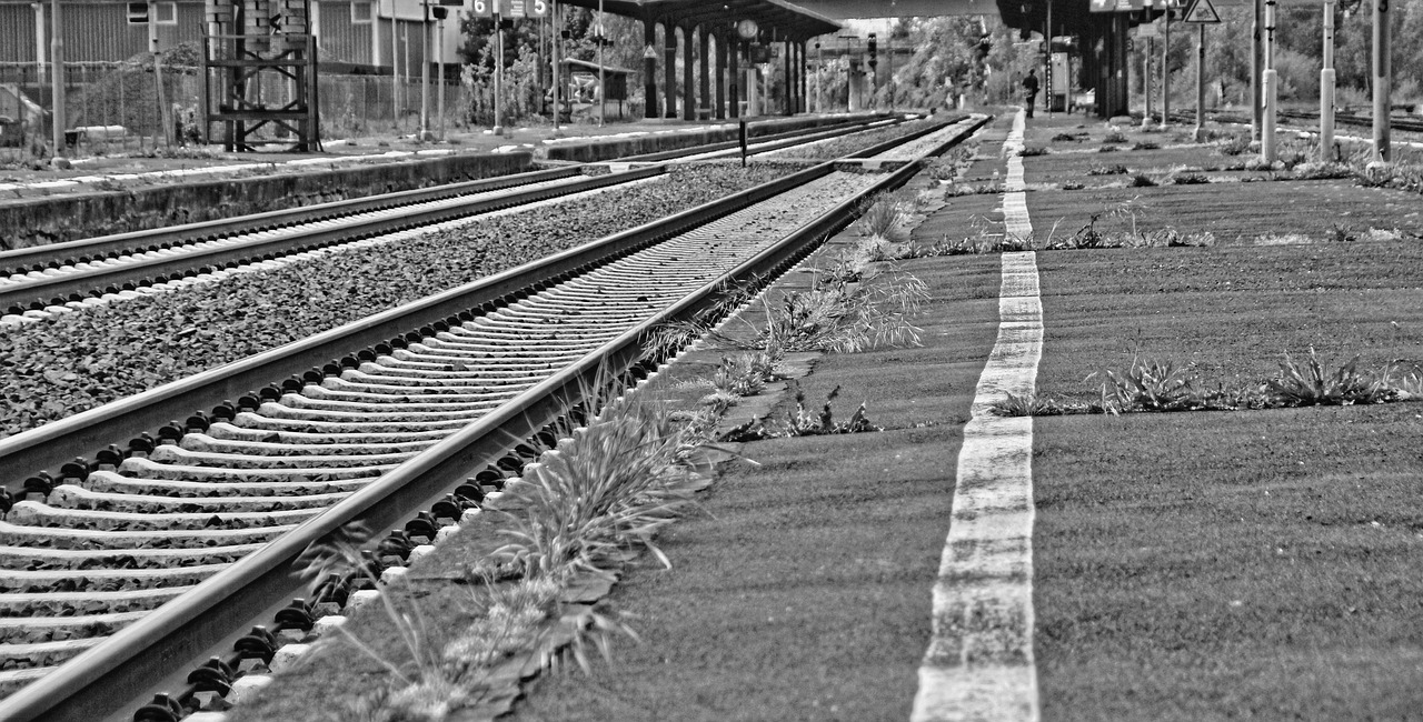 black and white photography railway black and white free photo