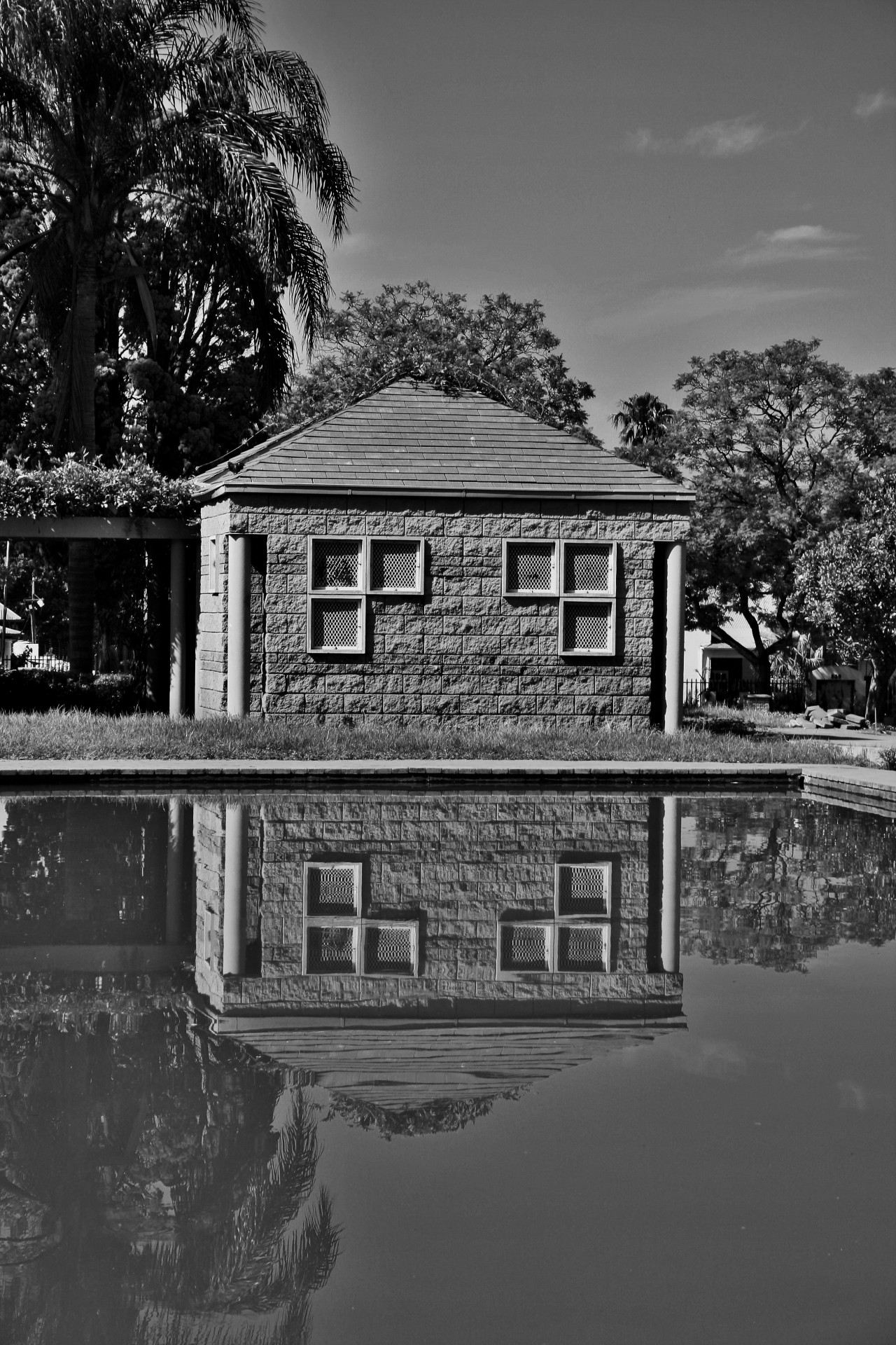 pond water building free photo