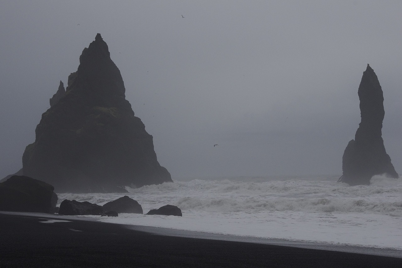 black beach iceland nature free photo