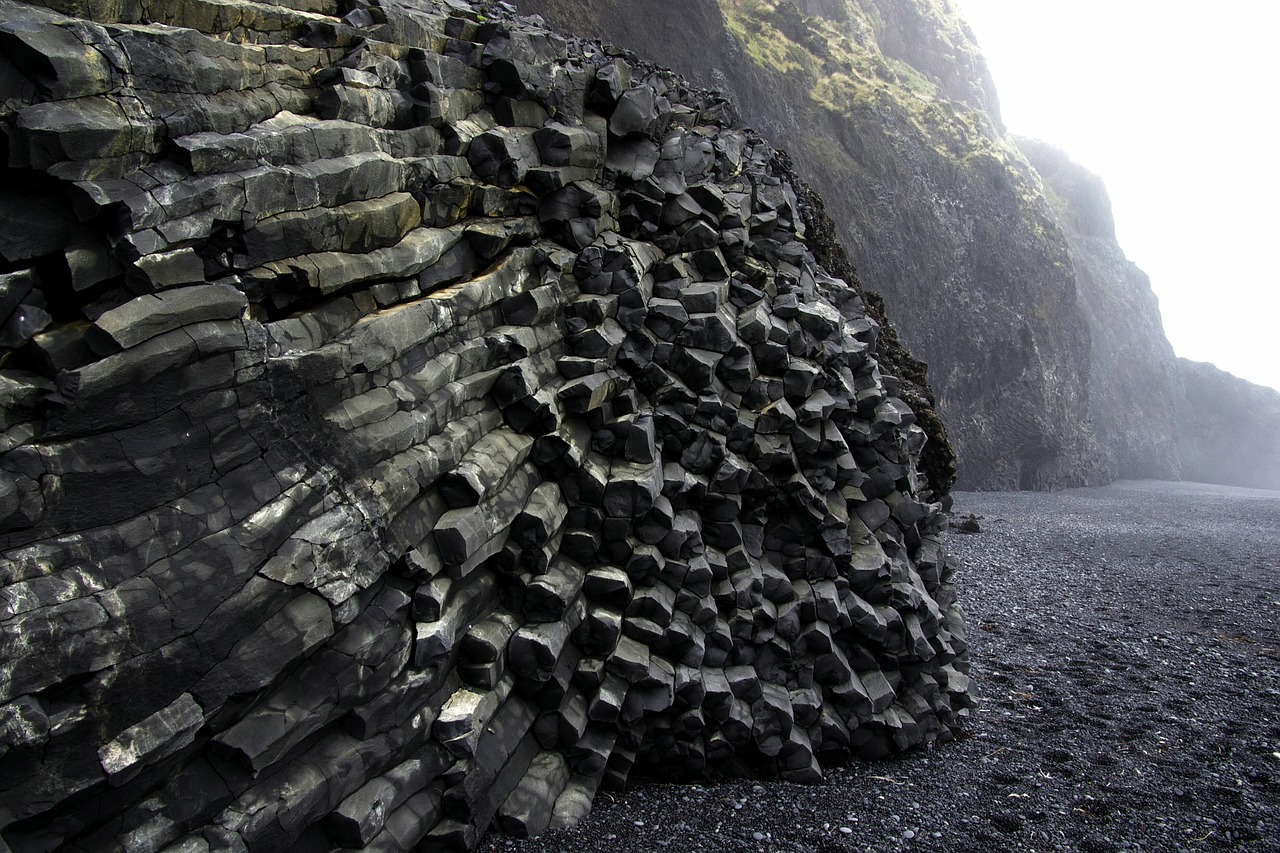 black beach basalt volcanic free photo