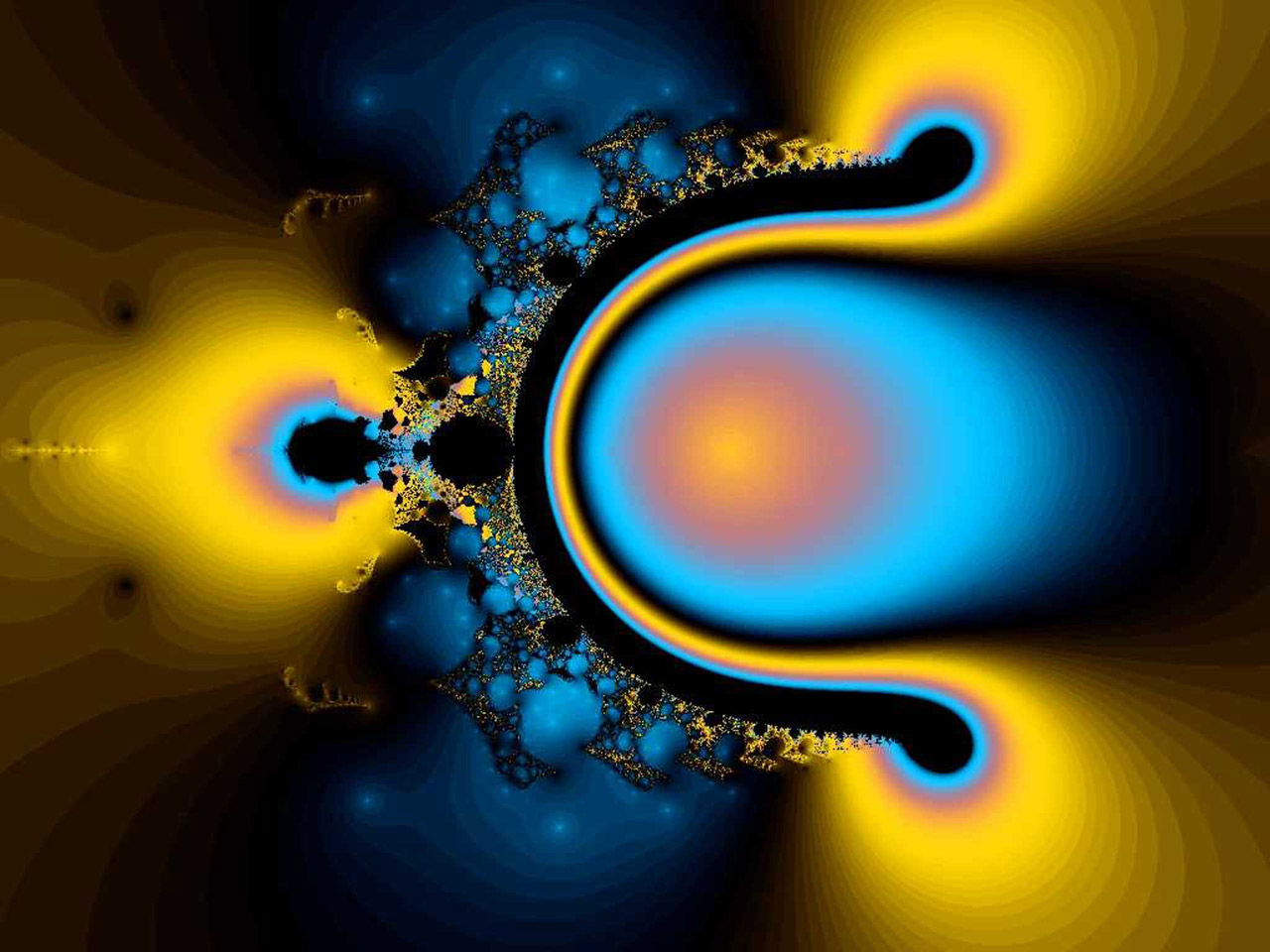 fractal black black blue yellow free photo