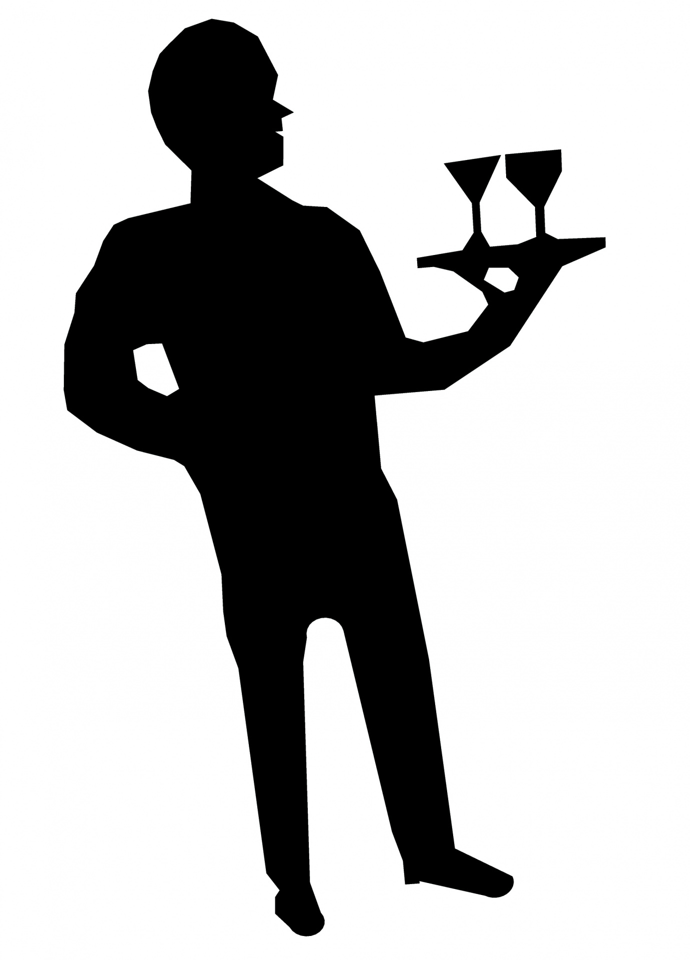 black silhouette waiter free photo