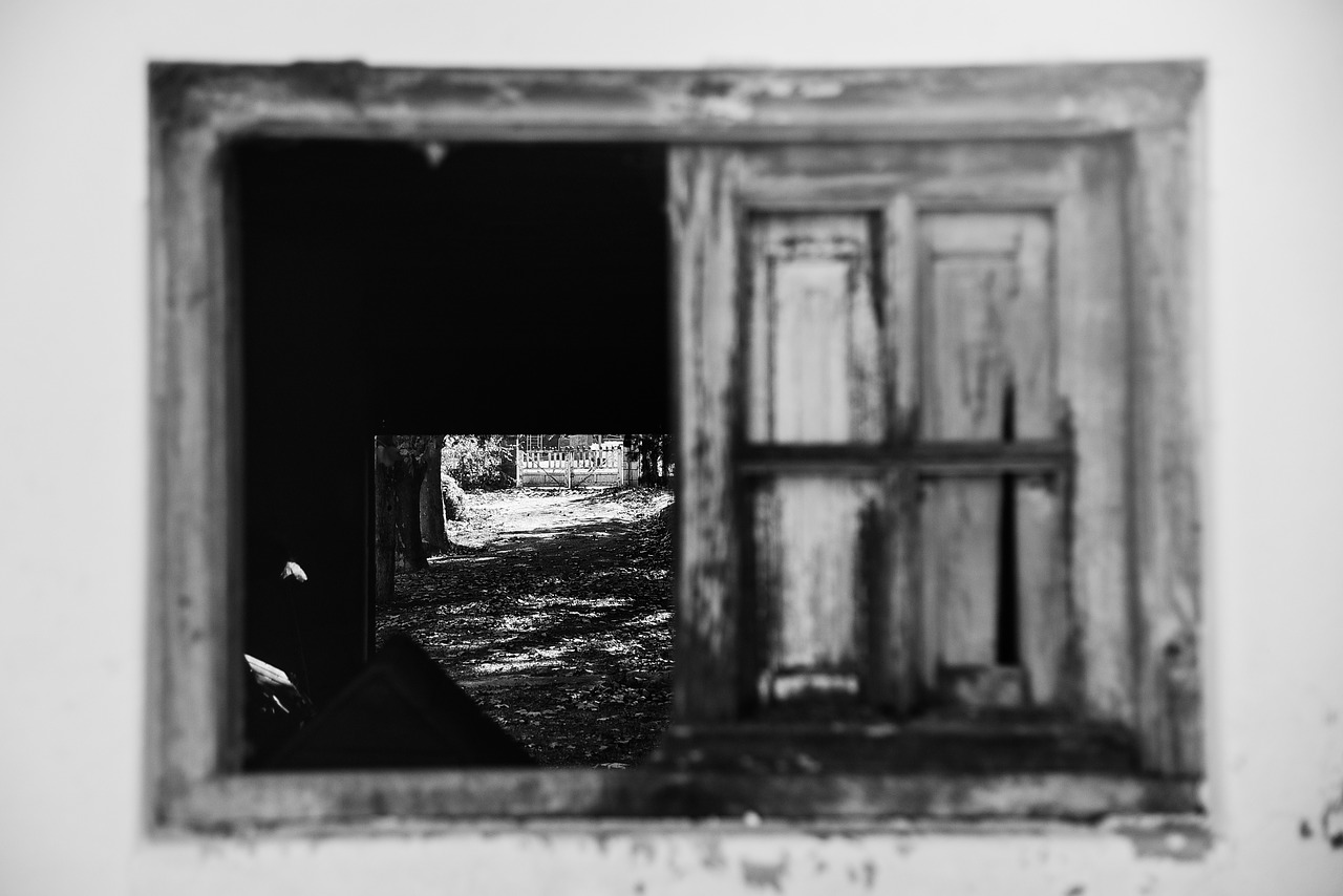 black white window old free photo