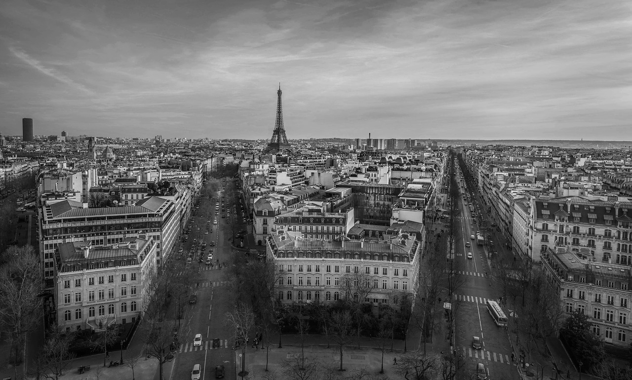 black white cities france free photo