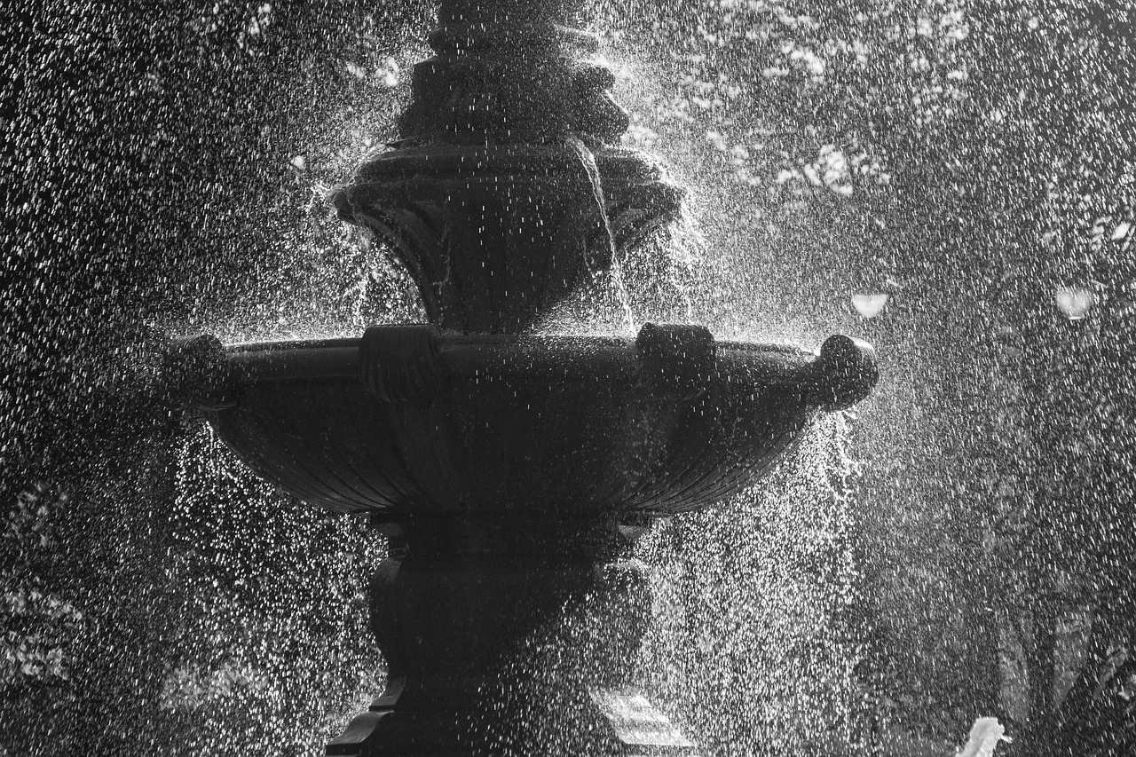 black white  fountain  water free photo