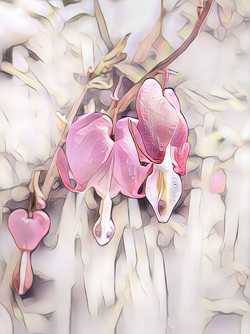 bleeding heart  digital painting  pastel free photo