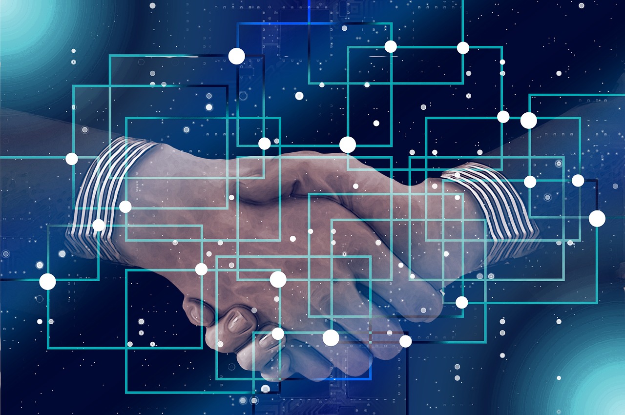 block chain personal shaking hands free photo