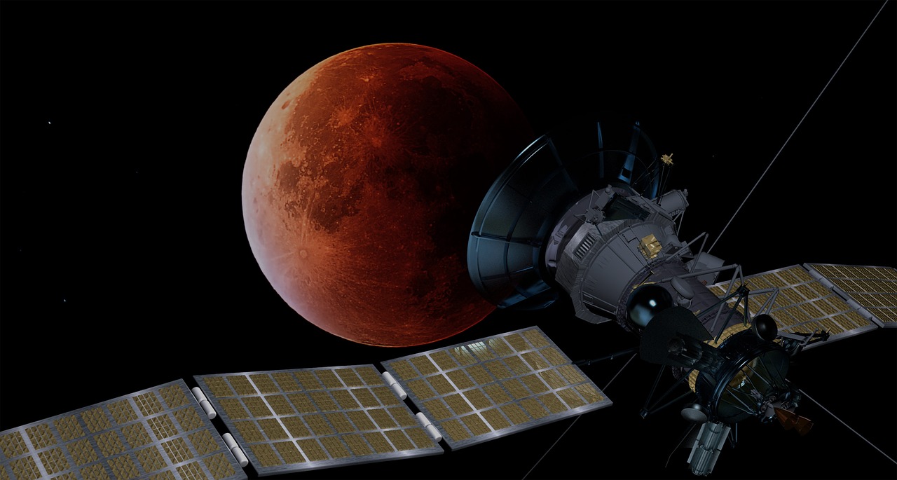 blood moon  satellite  space travel free photo
