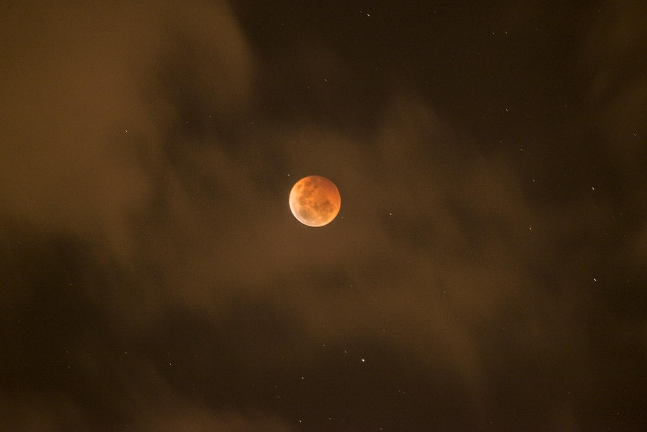 blood moon lunar eclipse clouds free photo