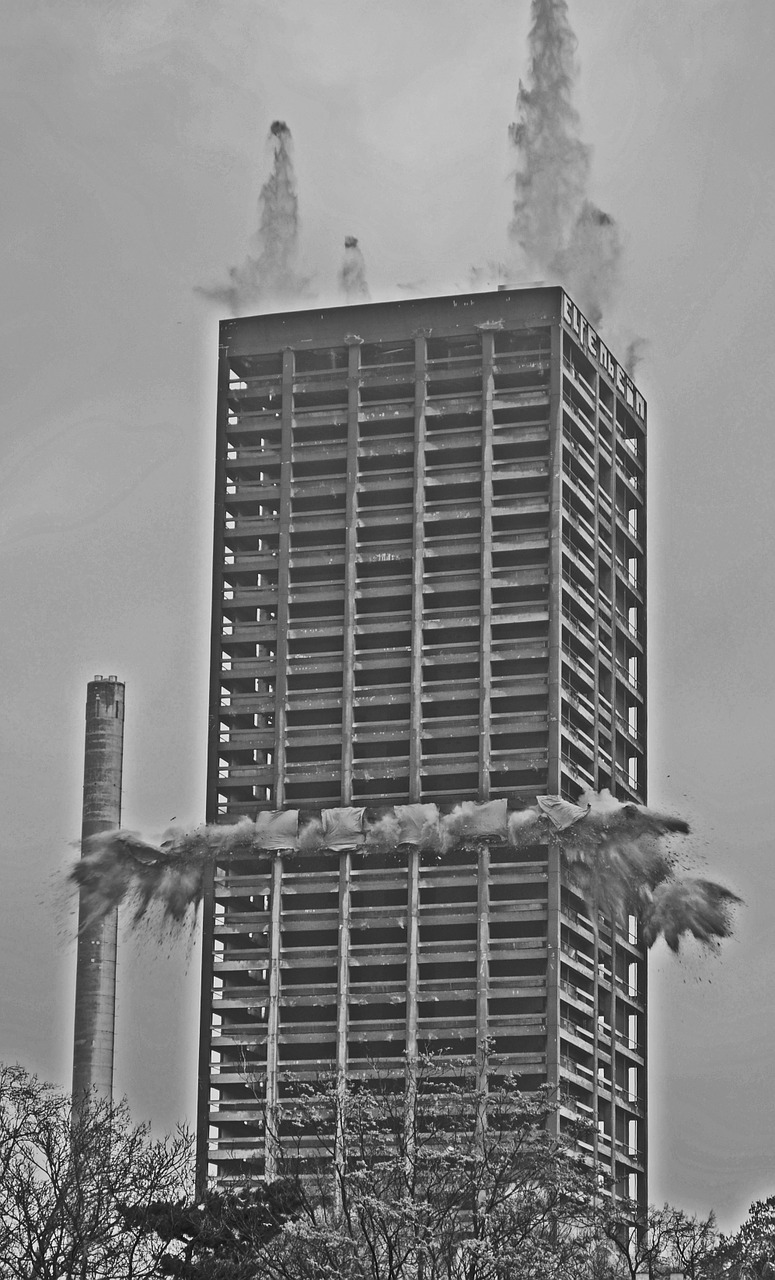 blowing up afe tower frankfurt free photo