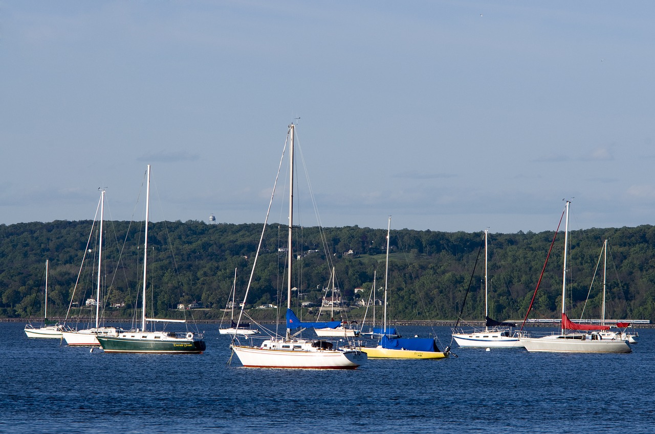 blue boats color free photo