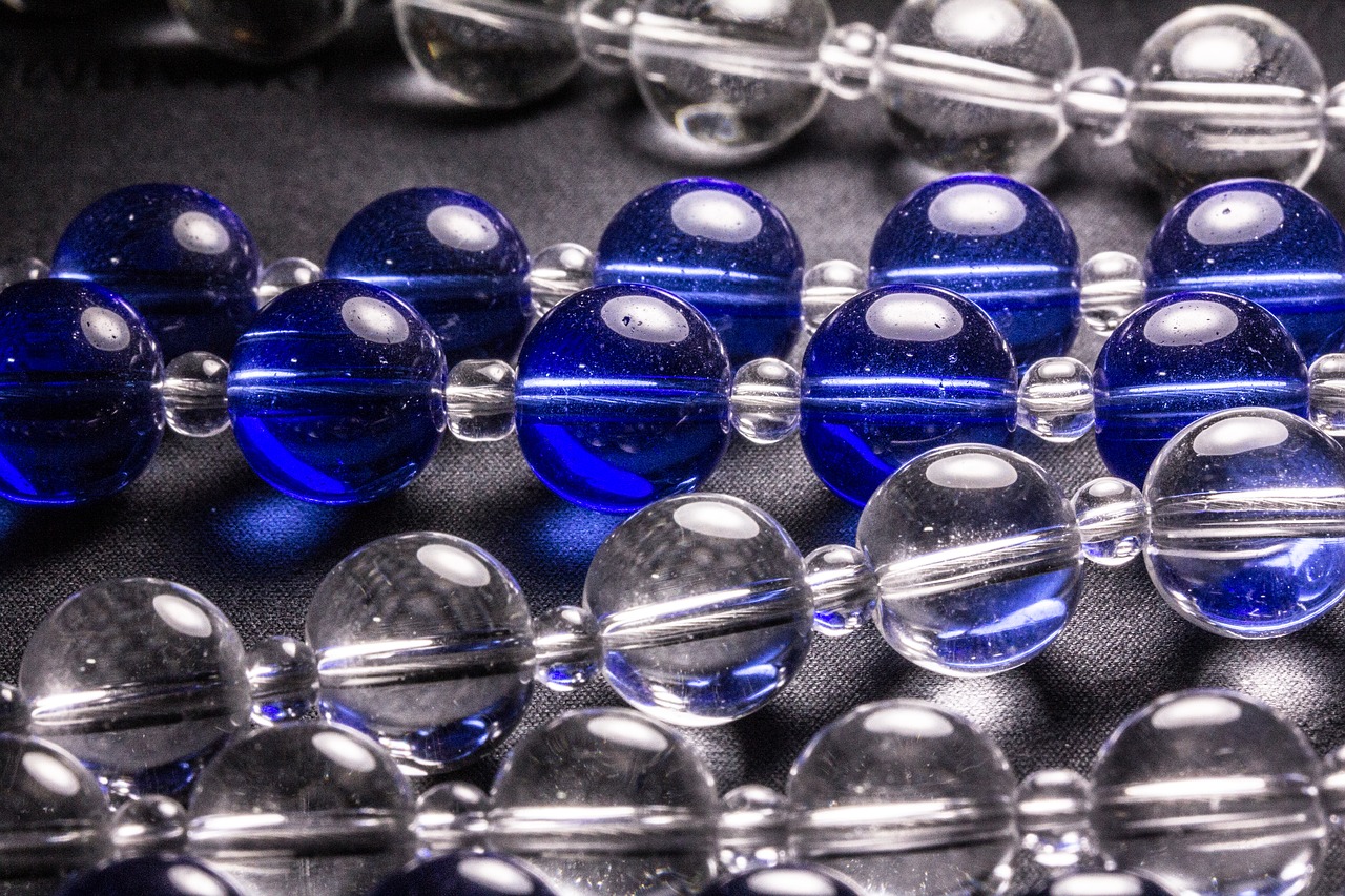 blue glass beads free photo
