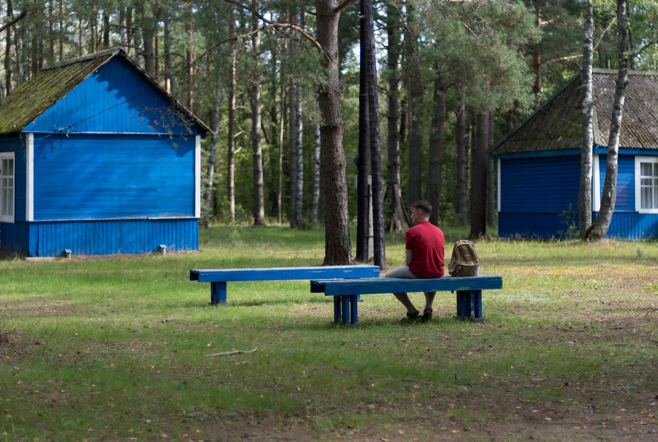 blue cottage hut free photo