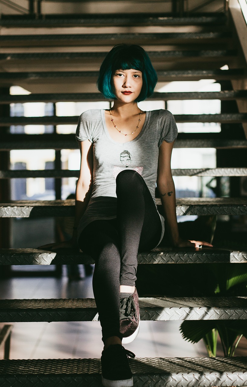 blue hair girl free photo