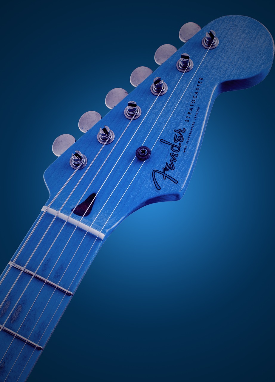 blue guitar glowing free photo