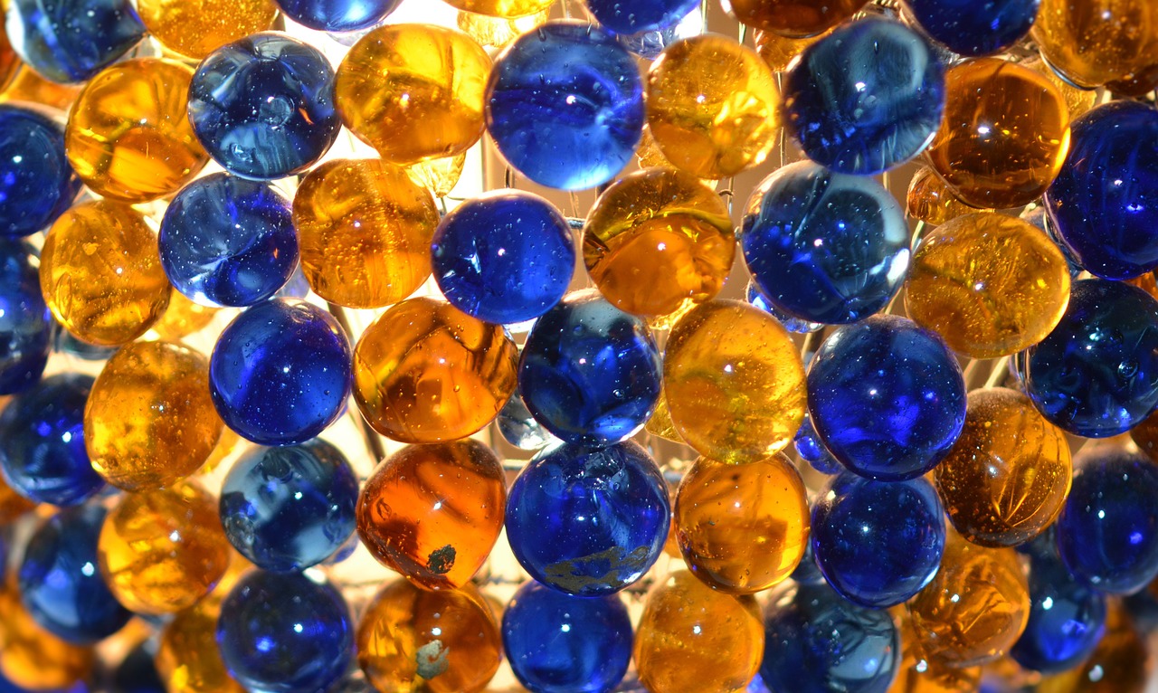 blue glass marbles free photo