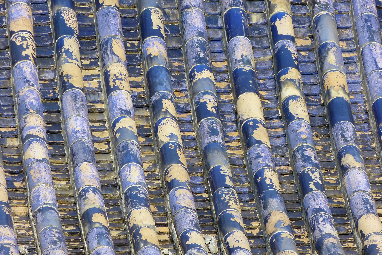 blue roof tiles structure free photo