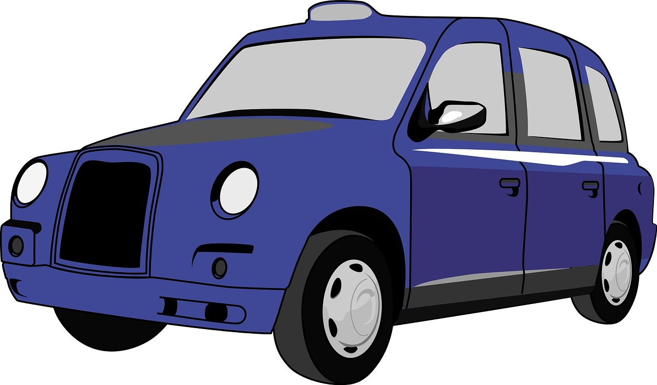 blue british taxi free photo