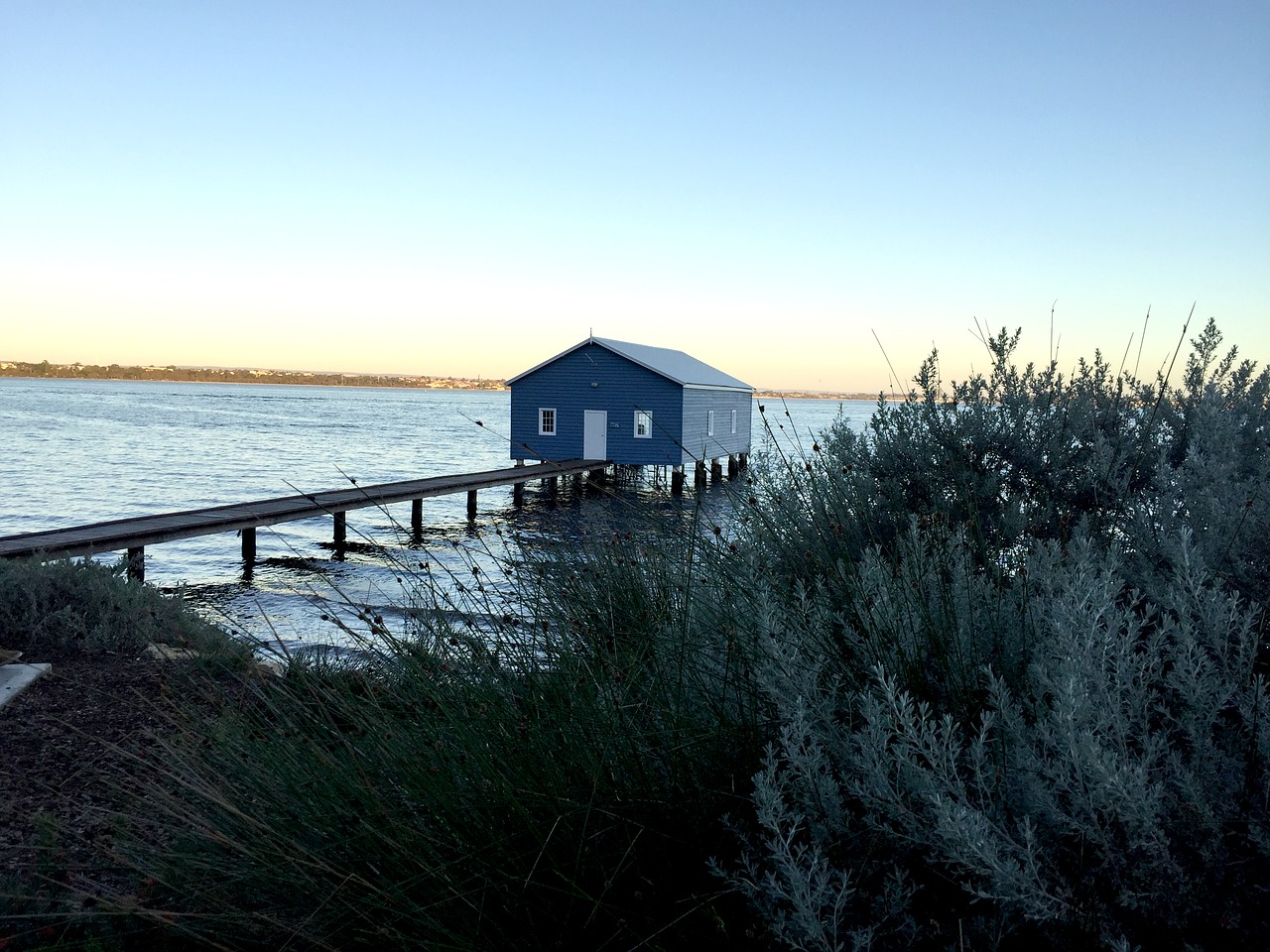 blue boat house perth western australia free photo