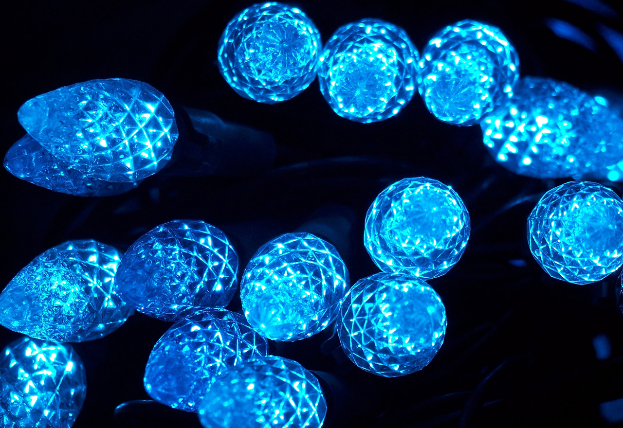 blue christmas lights free photo