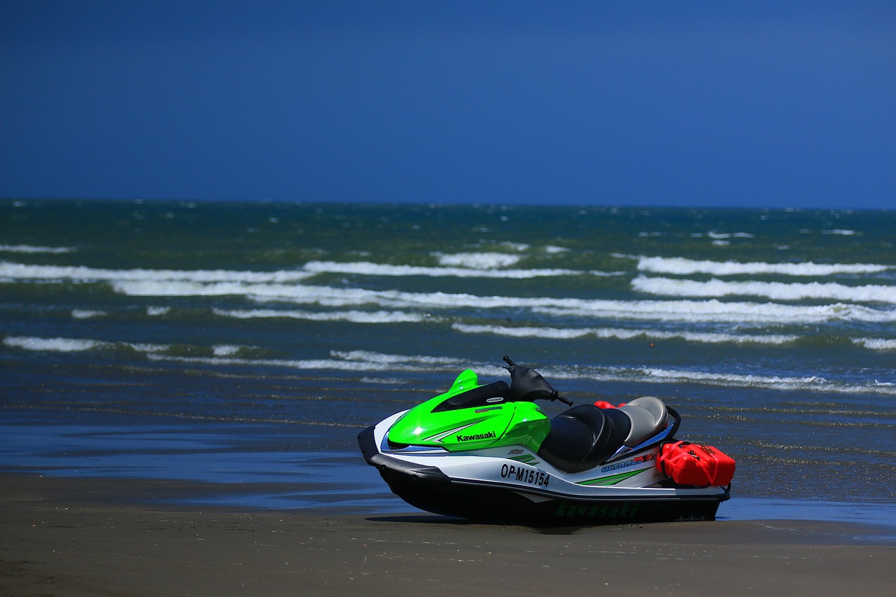 blue day sand beach water scooter free photo