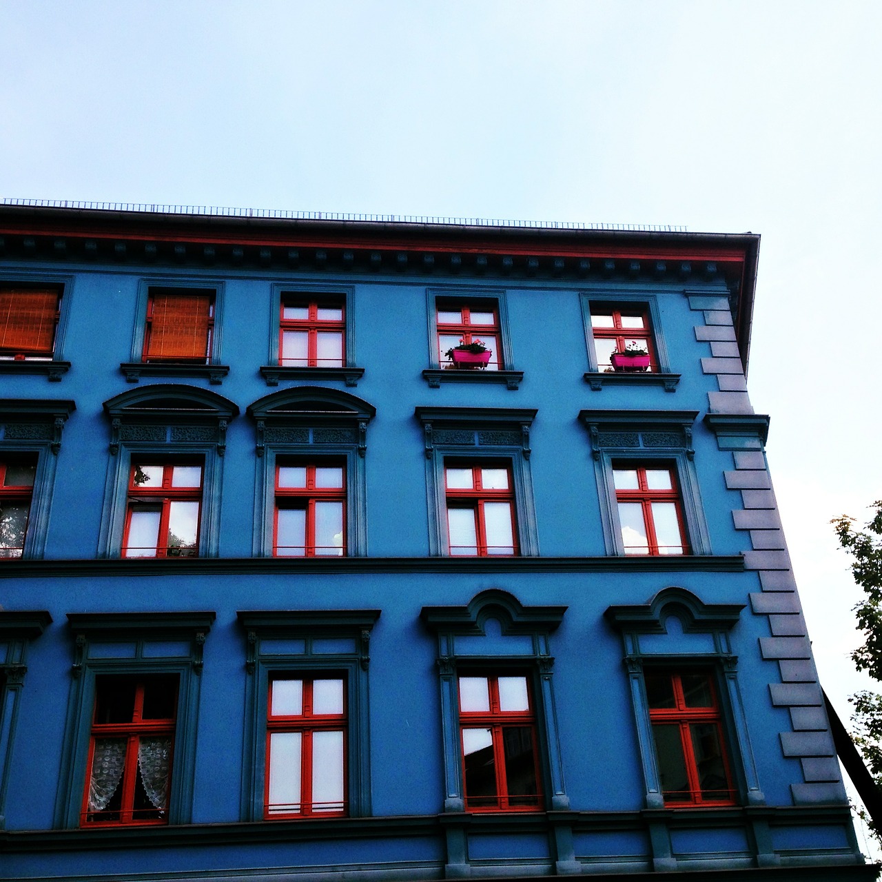 blue facade window blue free photo