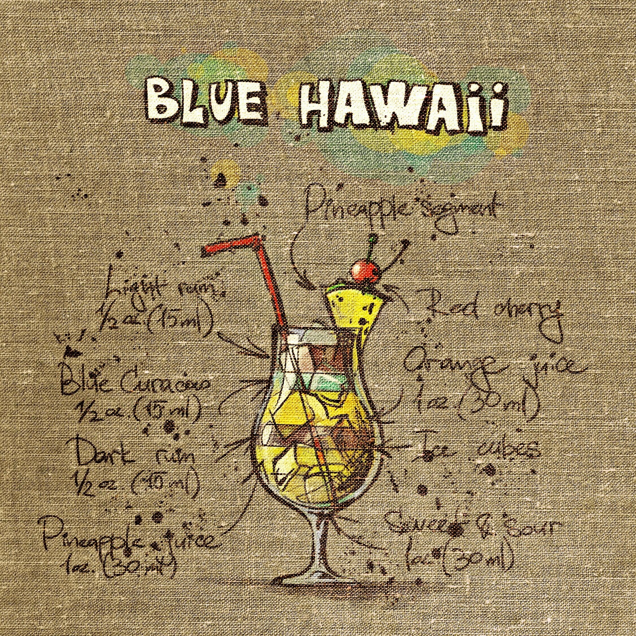 blue hawaii cocktail tissue free photo