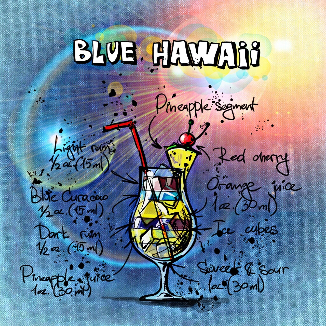 blue hawaii cocktail drink free photo