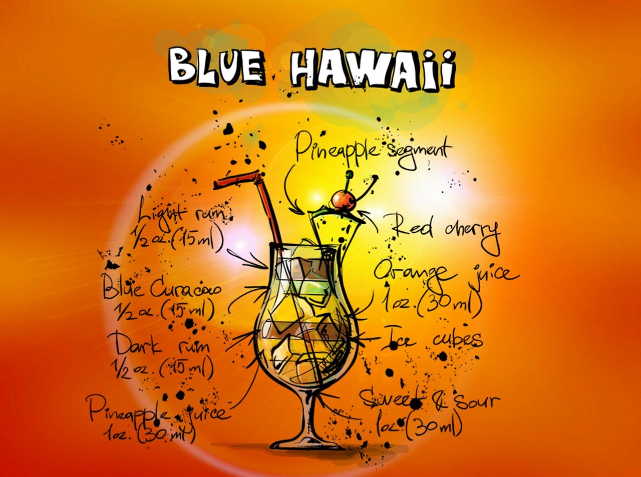 blue hawaii cocktail drink free photo
