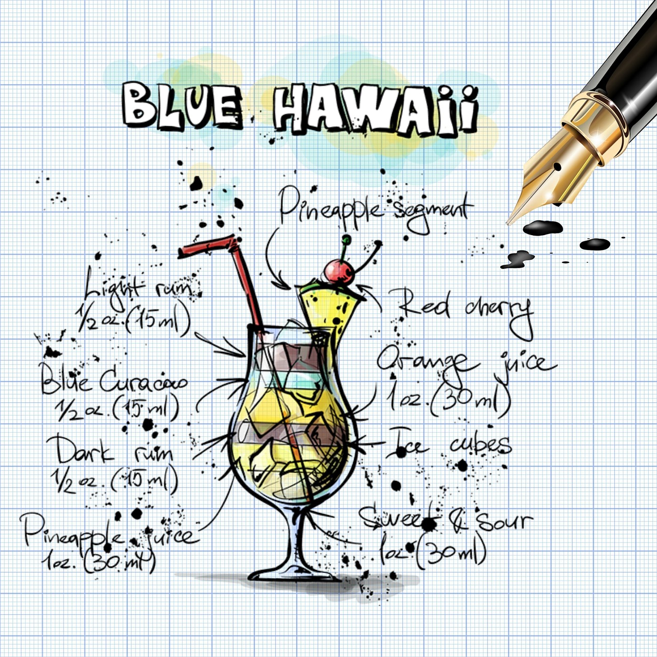 blue hawaii cocktail drink free photo